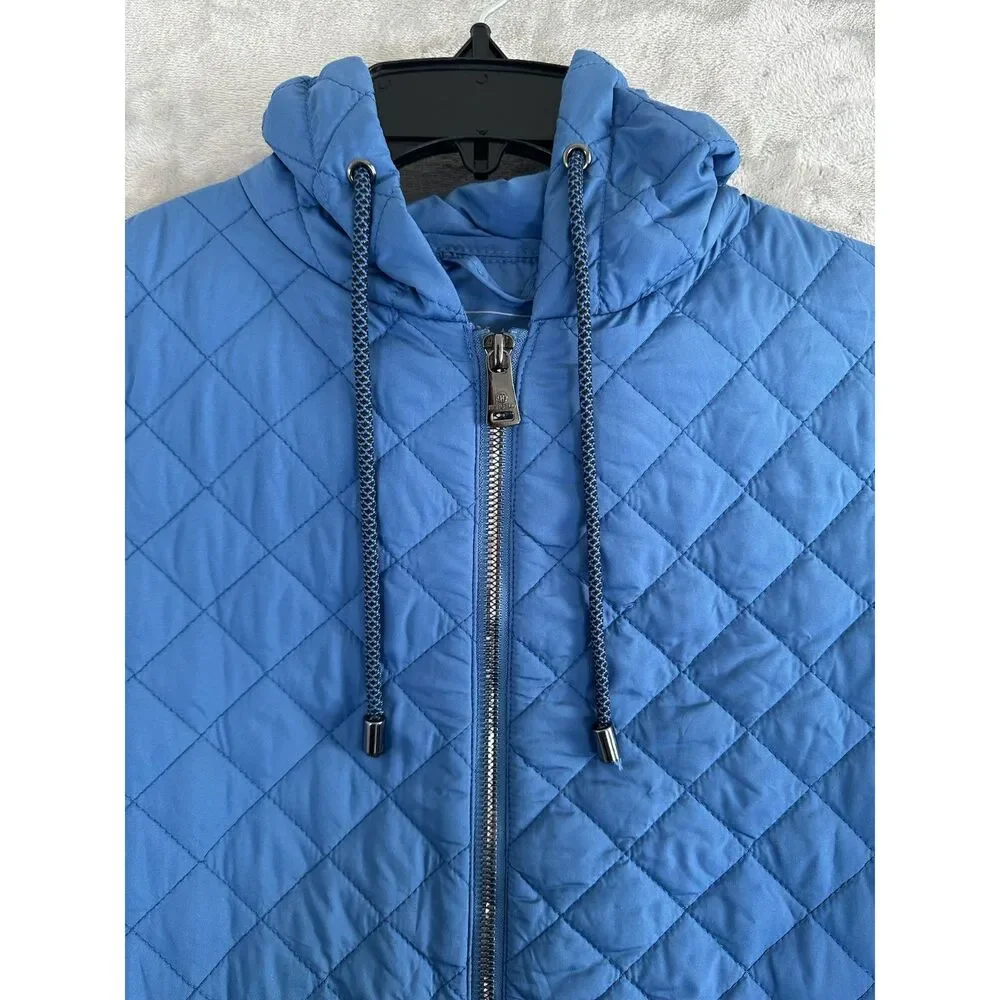 Bernardo Blue Quilted Hooded Jacket Women's Eco-Friendly Full Zip‎ Size Small